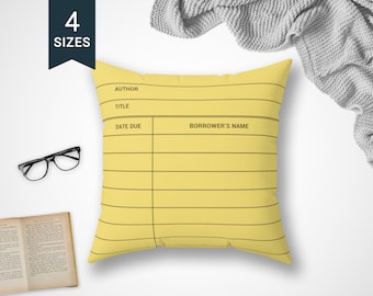 Book Lover Throw Pillow Case | Library Card Design | Librarian Teacher Gift | Bookworm Book Nerd | Reading Writing | Bookish | Library Decor
