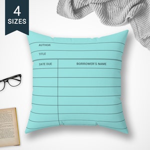 Book Lover Throw Pillow Case | Library Card Design | Librarian Teacher Gift | Bookworm Book Nerd | Reading Writing | Bookish | Library Decor