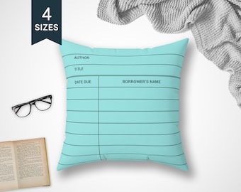 Book Lover Throw Pillow Case | Library Card Design | Librarian Teacher Gift | Bookworm Book Nerd | Reading Writing | Bookish | Library Decor