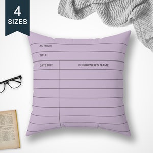Book Lover Throw Pillow Case | Library Card Design | Librarian Teacher Gift | Bookworm Book Nerd | Reading Writing | Bookish | Library Decor