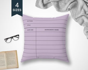 Book Lover Throw Pillow Case | Library Card Design | Librarian Teacher Gift | Bookworm Book Nerd | Reading Writing | Bookish | Library Decor