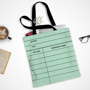 Book Lover Tote Bag / Library Card Book Bag / Reader Shoulder Bag / Teacher Gift / Bookish Beach Bag / Bookworm Gift / Graduation Present