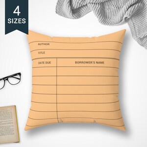 Book Lover Throw Pillow Case | Library Card Design | Librarian Teacher Gift | Bookworm Book Nerd | Reading Writing | Bookish | Library Decor