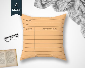 Book Lover Throw Pillow Case | Library Card Design | Librarian Teacher Gift | Bookworm Book Nerd | Reading Writing | Bookish | Library Decor