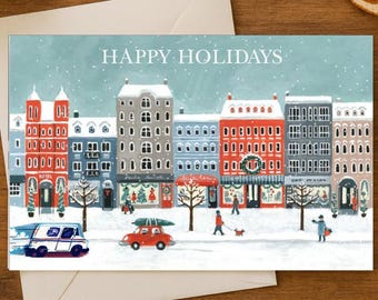 Mail Carrier City Scene Thank You Postcards
