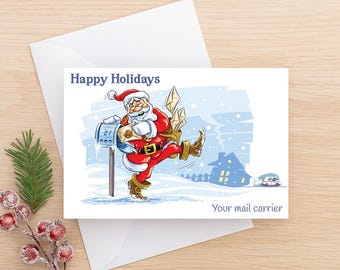 Mail Carrier Santa Scene Thank You Postcards