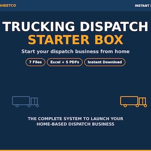 Freight Dispatch Starter Kit | Dispatcher Spreadsheet, Owner Operator Load Tracker, Profit Per Mile, IFTA | Excel Sheets