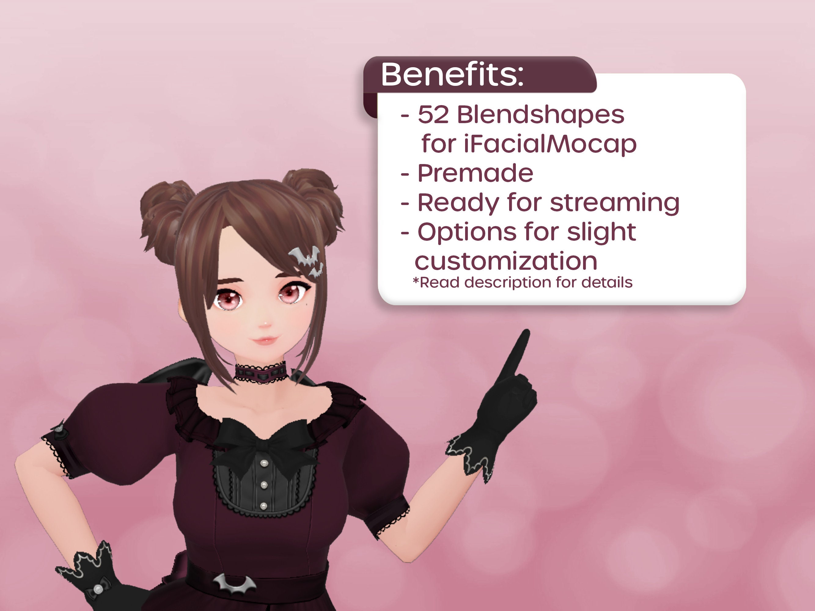 Pre-made Mischievous Imp Vroid Model bat Theme 52 - Etsy