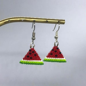 Handmade Miyuki Watermelon Earrings: Palestine Dangle Jewelry