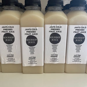 Fresh Soursop Juice,Guanábana Juice-100% Homemade Soursop with ginger & organic lime juice. Vegan drink/Keto/all natural. 1 “16 Oz bottle.