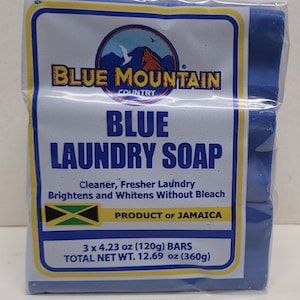 JAMAICA blue soap-cake soap, blue power laundry soap 3 bars (4.23 Oz total 12.69 Oz).