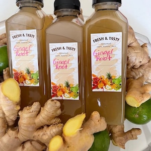 Ginger juice/ organic ginger juice. Cold pressed ginger juice.vegan drink. 1 per order