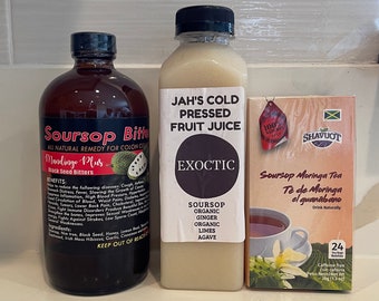 Soursop Bundle/ Soursop bitters, Soursop juice / Soursop Moringa Tea bag.