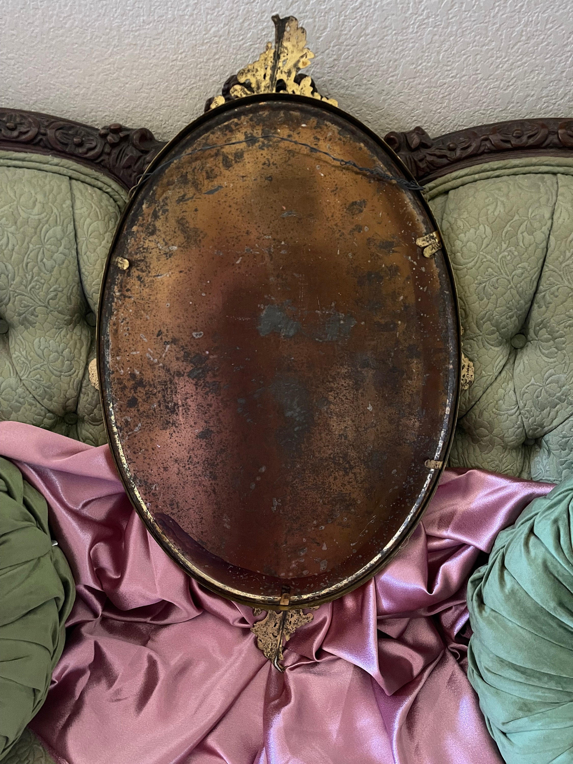 Antique Victorian Lady Portrait, Large Ornate Oval Frame, Convex Glass