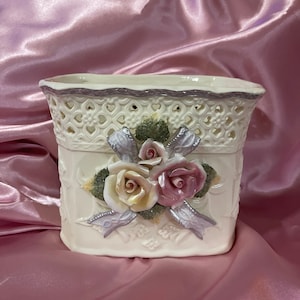 Vintage Floral Ceramic Vase