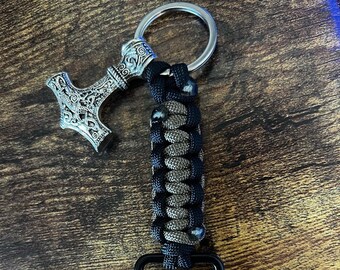 Paracord Keychain w/ Sling Carabiner + Thor’s Hammer