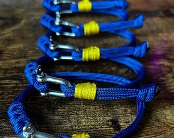 Paracord U-Shackle Bracelet - Handmade Bracelet - Unisex - Adjustable - Ukraine
