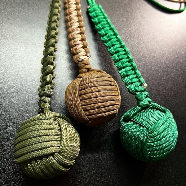 Paracord Monkey Fist 1.5in Steel Ball Bearing - Heavy Duty - Choose Your Own Color!