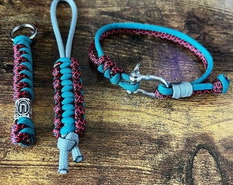 Paracord Snake Knot Keychains w/ Matching Shackle Bracelet - Bundle