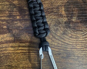Paracord Carabiner Keychain - Silver Carabiner - Black Carabiner - Handmade - EDC Keychain - Gifts for Men