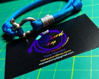 Paracord Shackle Bracelet - Blue - Adjustable - Handmade Bracelet - Unisex - Adjustable