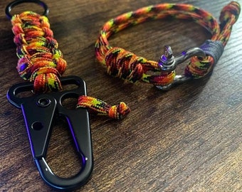 Paracord Keychain w/ Sling Carabiner and Matching Shackle Bracelet - Bundle