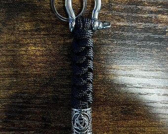 Paracord Snake Knot Keychain w/ Viking Rune + Shackle