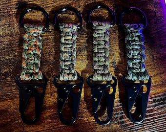 Paracord D-Ring Keychain with Sling Carabiner - EDC Tactical Survival Keychain (Choose your color)