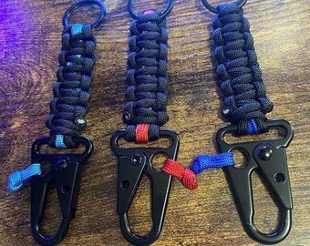 Paracord Keychain w/ Sling Carabiner - Infantry, Law Enforcement, Fire Department themed - TBL, TRL, Infantry