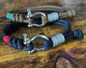 Paracord Shackle Bracelet v 2.0 - Handmade Bracelet/Jewelry - Nautical Style Bracelet - Adjustable - Gifts for Him/Her - Veteran Crafted!