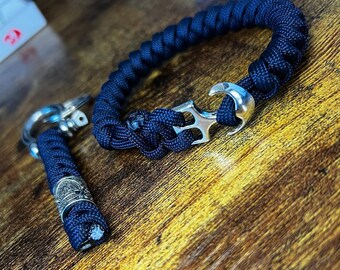 Paracord Snake Knot Anchor Bracelet + Shackle Keychain Bundle