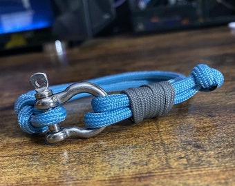 Paracord Shackle Bracelet - Infantry Blue - Handmade Bracelet - Unisex - Adjustable - US Army Infantry - Military Themed - Military Gifts