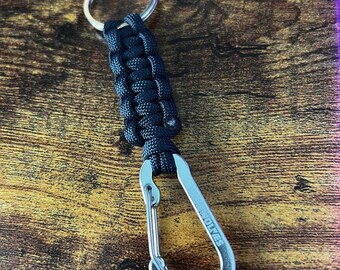 Paracord Carabiner Keychain - Midnight Blue - Handmade - Gifts for Men