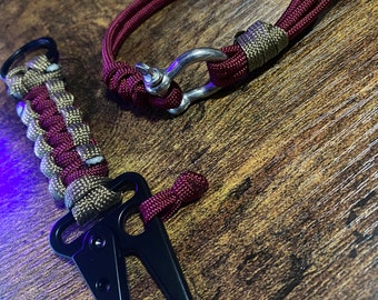 Paracord Keychain w/ Sling Carabiner + Paracord Shackle Bracelet
