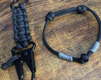 Paracord Keychain w/ Sling Carabiner and Paracord Bracelet - Bundle