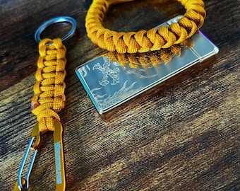 Paracord Carabiner Keychain + Cobra Knot Bracelet Bundle