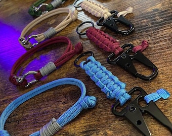 Paracord Keychain w/ Sling Carabiner + Paracord Shackle Bracelet - Bundle