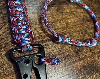 Paracord Keychain w/ Sling Carabiner + Paracord Minimalist Bracelet - OEF/ Afghanistan Campaign