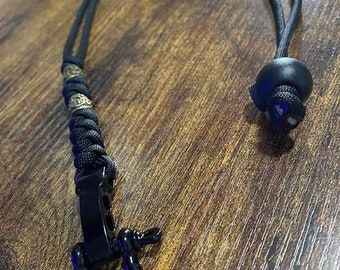 Paracord Viking Rune Neck Lanyard w/ Black Shackle