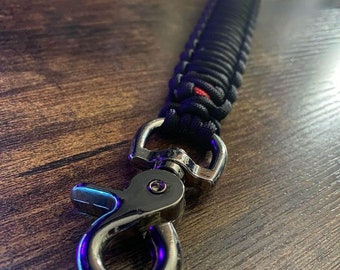 Paracord Wallet Chain w/ Trigger Snap + Key Ring - Choose Your Color(s) - Handmade - EDC - Paracord Lanyard - Heavy Duty - Veteran Crafted!