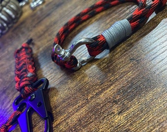 Paracord Keychain w/ Sling Carabiner and Matching Shackle Bracelet Bundle