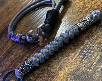 Paracord Rune Keychain and Anchor Rune Bracelet - Bundle