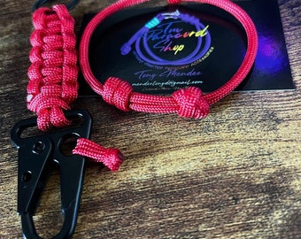 Paracord Keychain w/ Sling Carabiner + Minimalist Bracelet - Bundle
