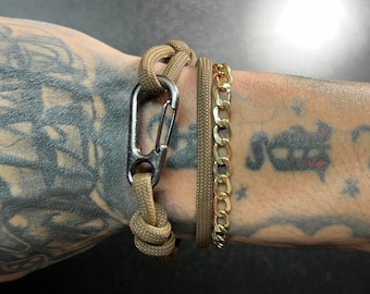 Paracord Wrap-Around Bracelet - Paracord Bracelet with Mini Carabiner (Various Colors Available)
