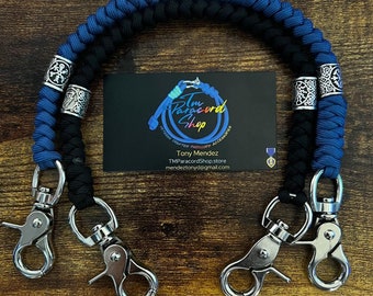 Paracord Snake Knot Wallet Chain with Trigger Snaps and Viking Runes - Various Colors Available - Handmade