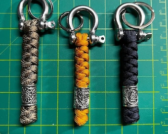 Paracord Viking Rune Keychain with 10mm Shackle