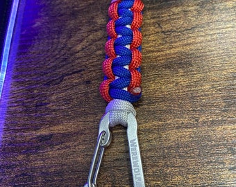 Paracord Carabiner Keychain - Red, White, and Blue - USA - American