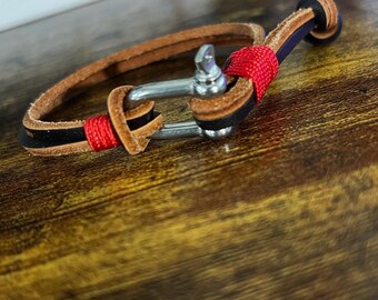 Paracord Leather Shackle Bracelet