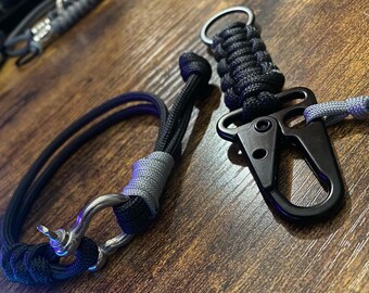 Paracord Keychain w/ Sling Carabiner + Paracord Shackle Bracelet - Bundle