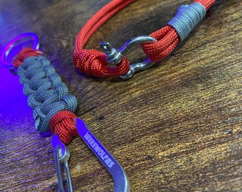 Paracord Keychain w/ Carabiner + Paracord Shackle Bracelet - Bundle